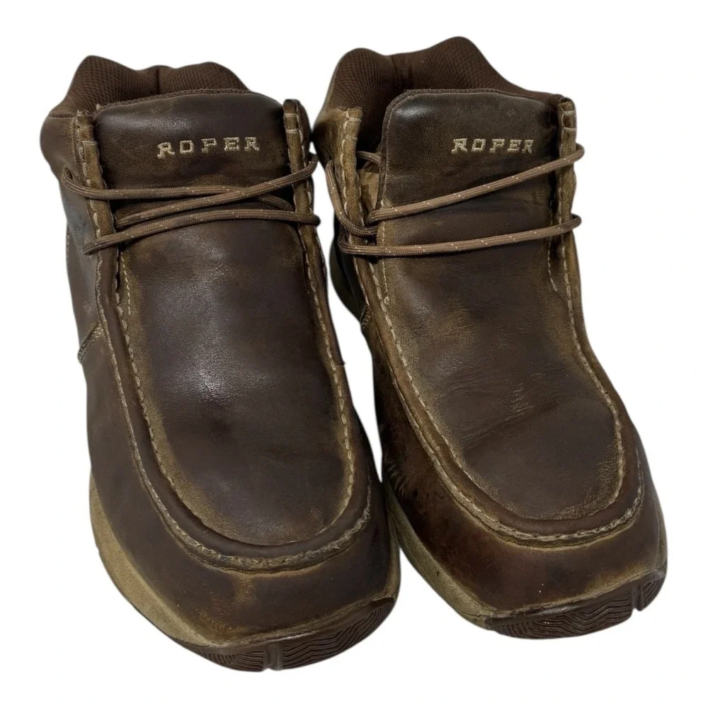 🔥Roper Mens 🤑 distressed‎ Leather Chukka Driving Mocs Western Casual Shoes 12